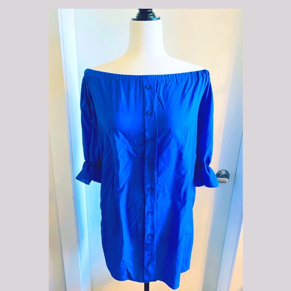 ๐ต$10 ADD ON Off shoulder Blue dress CLEARANCE - Picture 2 of 3